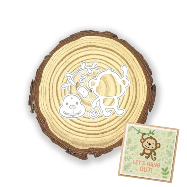 Troquel mono colgado en rama 40x50 mm para proyectos infantiles y escenas de selva