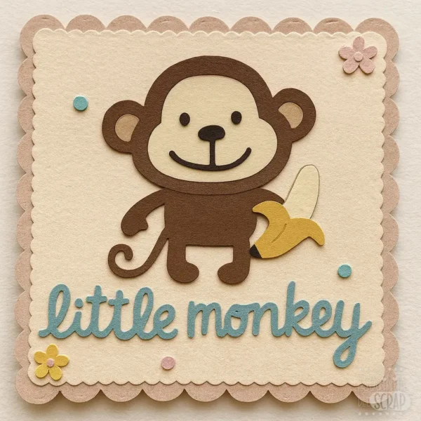 Troquel mono con banana 40x47 mm para proyectos de scrapbooking temáticos de selva o infantiles