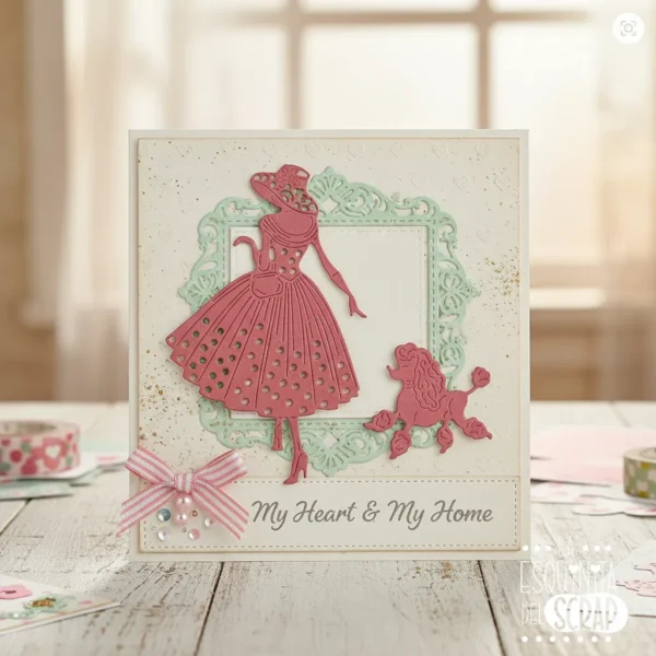 troquel suaje mujer con vestido y perro ejemplo