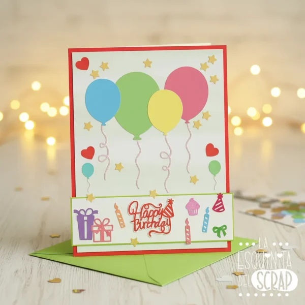 troquel suaje nido de globos cumpleaños celebración ejemplo