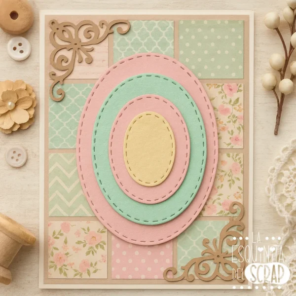 troquel suaje nido de óvalos con pespunte ejemplo