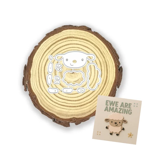 Troquel oveja 45x45 mm para proyectos de granja, Pascua y scrapbooking infantil