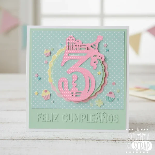 troquel suaje set de números grandes XXL decorados con dibujos de fiesta infantiles ejemplo