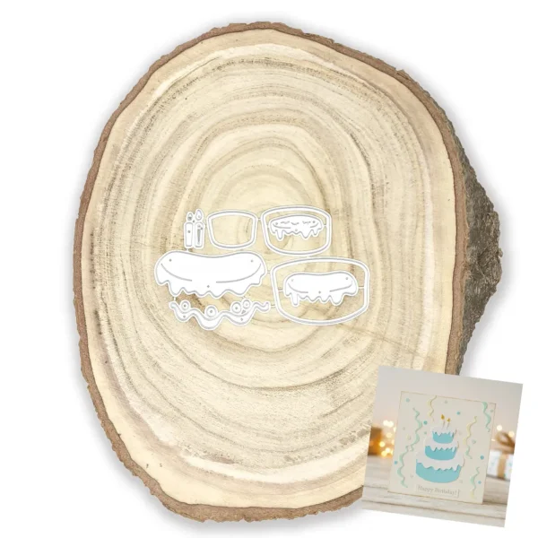 Troquel de pastel de 3 pisos de 43 x 75 mm para tarjetas de cumpleaños y proyectos de scrapbook