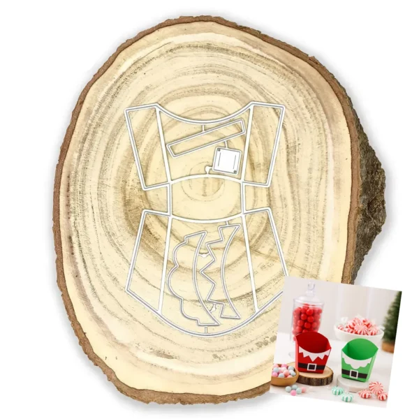Troquel caja 3D tipo bolsa de papas fritas 55x20x60 mm para scrapbook y envolturas creativas