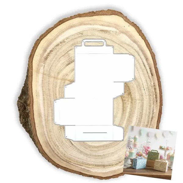 Troquel suaje cajita maletín con asa 50x20x55 mm para recuerdos y regalos en scrapbooking