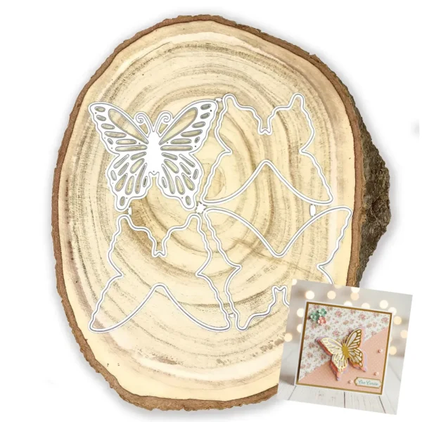 Troquel suaje mariposa triple capa 75x65 mm para scrapbooking y tarjetería