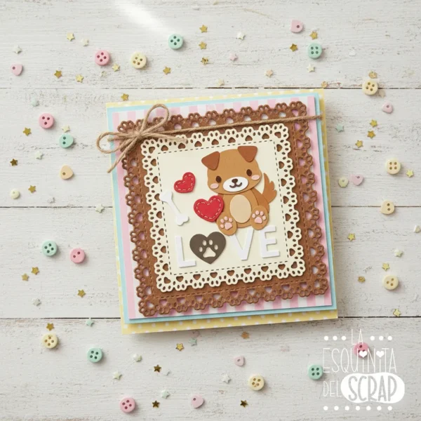 159 troquel suaje nido de marcos cuadrados con borde huellas de perro ejemplo