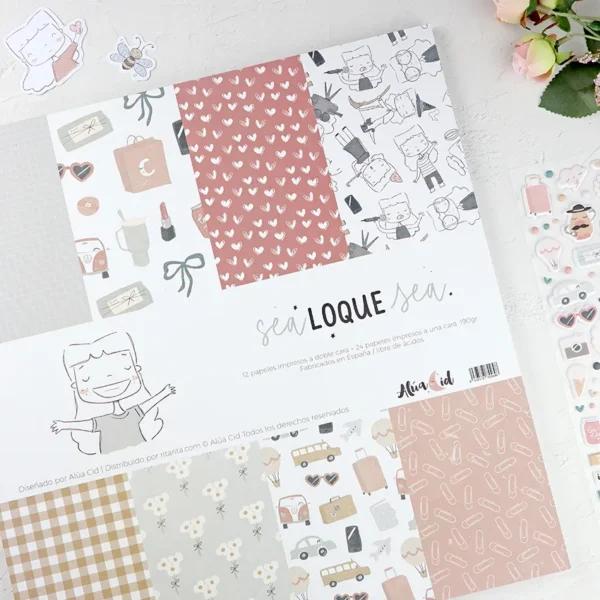 Bloc de papeles 12×12 Sea lo que sea Alúa Cid scrapbooking portada