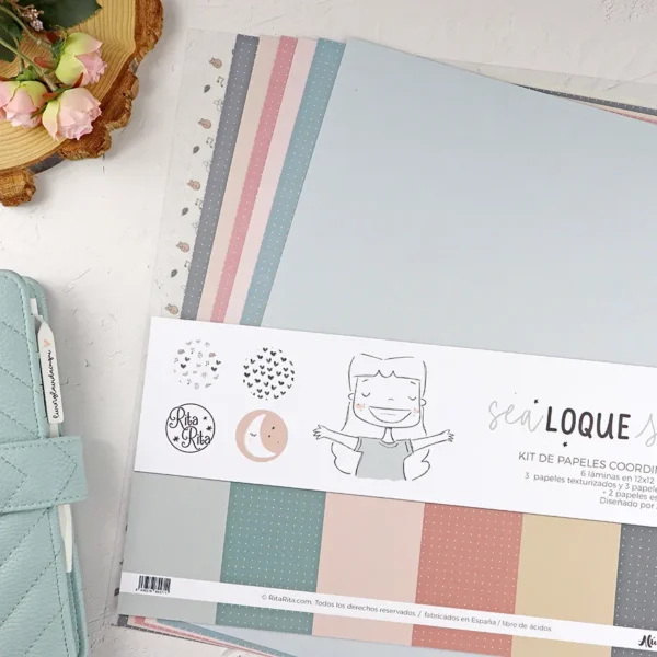 Kit de papeles sólidos y especiales Sea lo que sea Alúa Cid scrapbooking portada