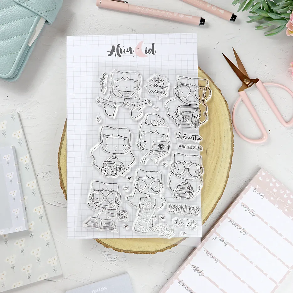 set de sellos esmivida colección Sea lo que sea Alúa Cid scrapbooking 1