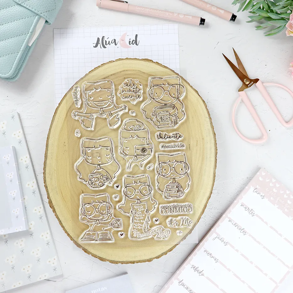 set de sellos esmivida colección Sea lo que sea Alúa Cid scrapbooking 2