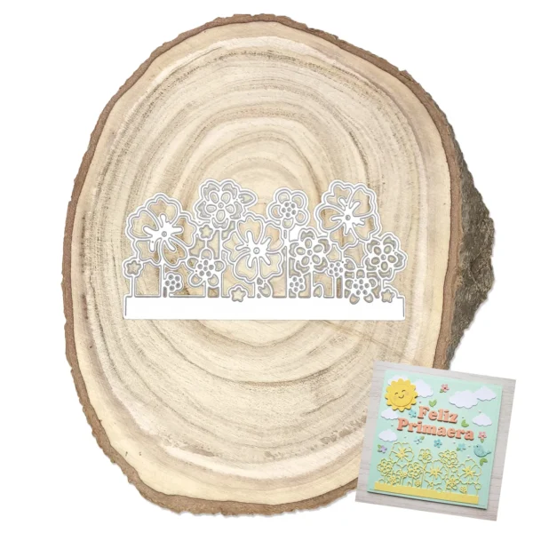 Troquel cenefa de borde con diseño de flores, tamaño 120x60 mm, ideal para scrapbooking y decoración de tarjetas