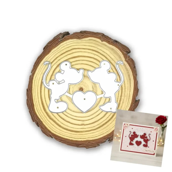 Troquel suaje pareja con corazón 80x50 mm para scrapbooking y tarjetas románticas