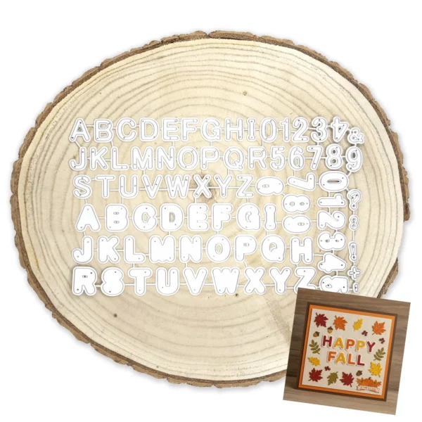 Troquel abecedario y números con doble capa, letras mayúsculas de 15x17 mm, ideal para personalizar proyectos de scrapbooking