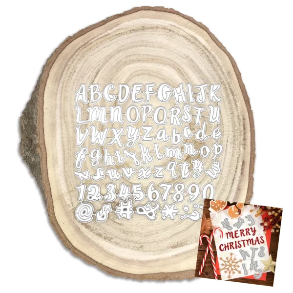 Troquel abecedario completo de 15x14 mm con letras, números y símbolos para personalizar proyectos de scrapbooking