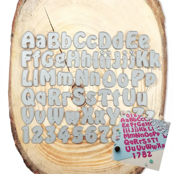Troquel alfabeto XL con letras mayúsculas, minúsculas y números de 28x30 mm para scrapbooking
