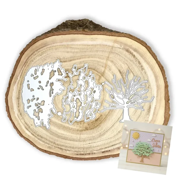 Troquel suaje árbol con capas de profundidad 70x70 mm para escenas naturales y fondos en scrapbooking
