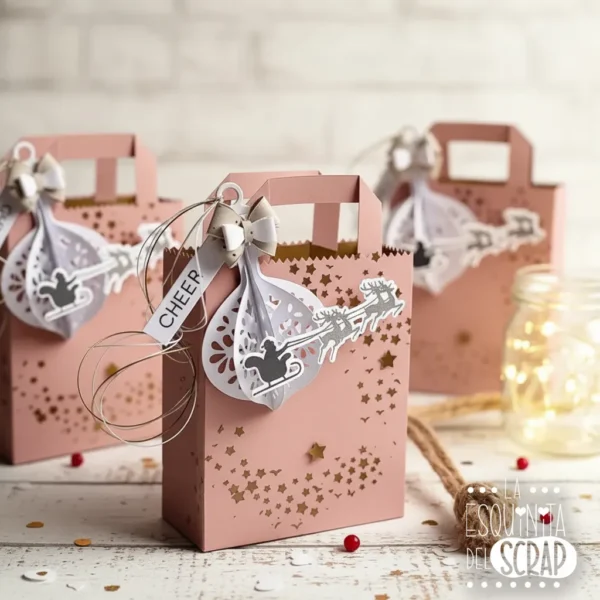 troquel suaje caja 3D bolsa grande XL con asa ejemplo 3