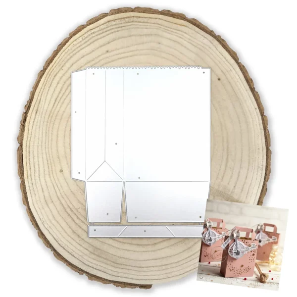 Troquel bolsa 3D XL de 85x35x110 mm con asa para regalos y scrapbooking