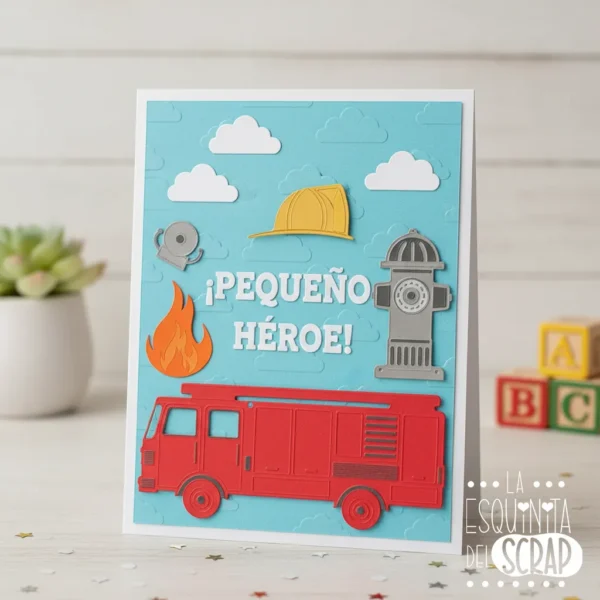 troquel suaje camión y elementos de bomberos ejemplo