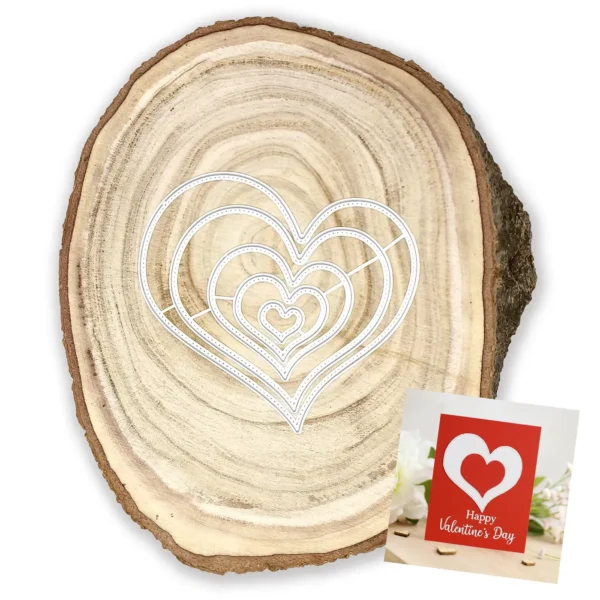 Troquel nido de corazones irregulares con pespunte para scrapbook 110x105 mm