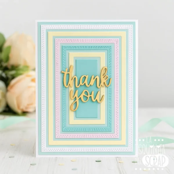 troquel suaje nido de rectángulos con borde liso y con doble pespunte ejemplo