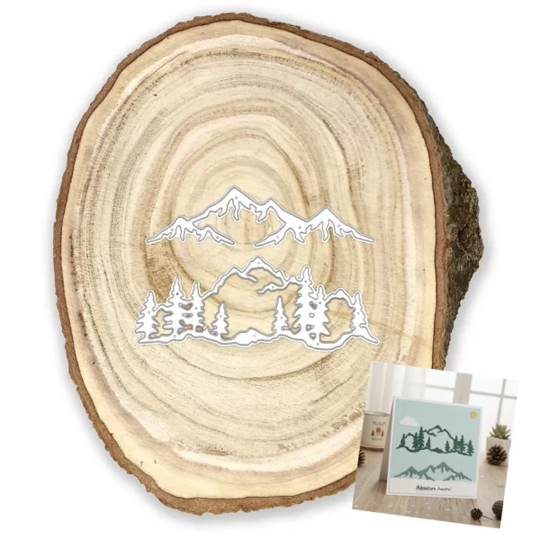 Troquel paisaje de montaña con pinos 105x40 mm para scrapbooking y tarjetería