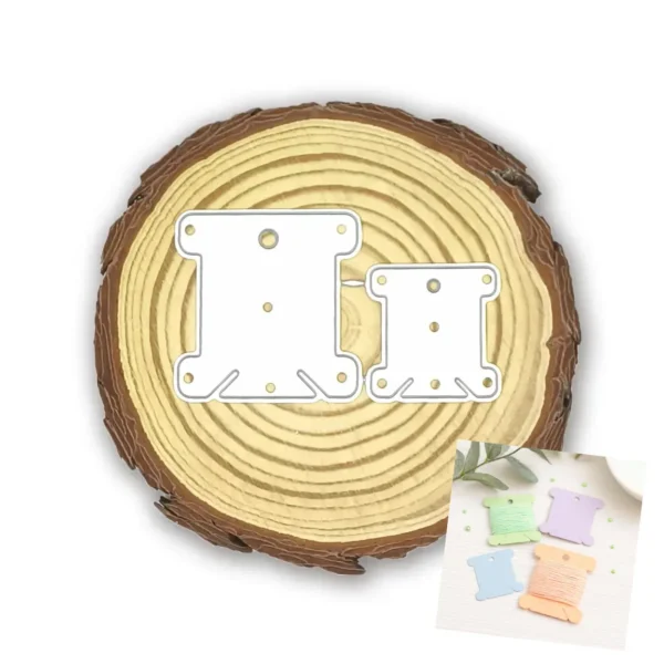 Troquel set de 2 bobinas para hilos de 42x44 mm ideal para organizar y decorar proyectos de scrapbooking o costura