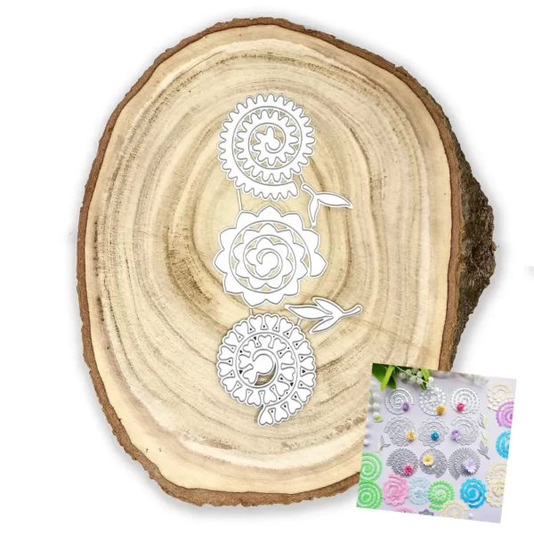 Troquel suaje set de 3 espirales 45x50 mm para flores 3D en scrapbooking