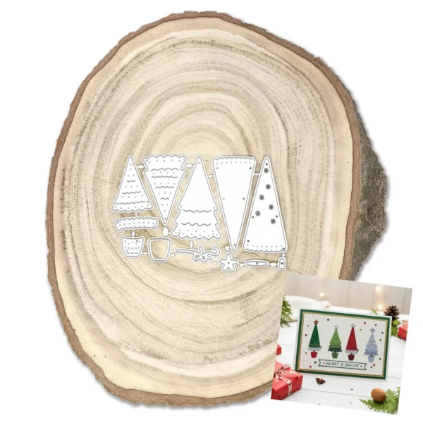 Troquel suaje set de árboles de Navidad pequeños 28x47 mm para scrapbooking y tarjetas navideñas
