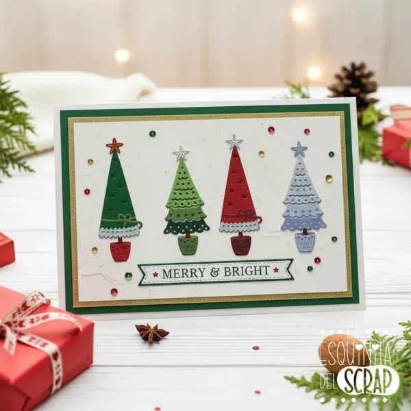 troquel suaje set de 4 árboles de navidad pequeños ejemplo copia