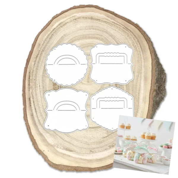 Troquel set de 4 toppers pequeños de 55x55 mm ideales para decorar mesas de dulces y proyectos de scrapbook