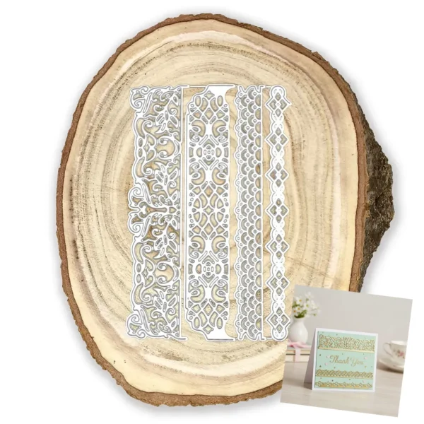 Troquel suaje set de bordes o cenefas con ornamentos para tarjetas y scrapbook, tamaño 30x140 mm