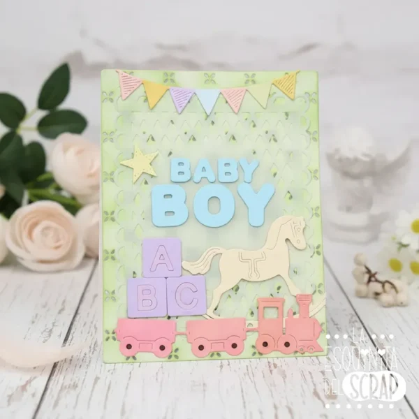 troquel suaje set de elementos de bebé niño ejemplo copia