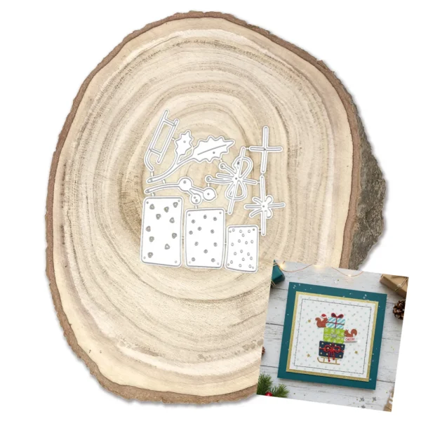 Troquel suaje trineo con regalos 39x23 mm para scrapbooking y proyectos navideños