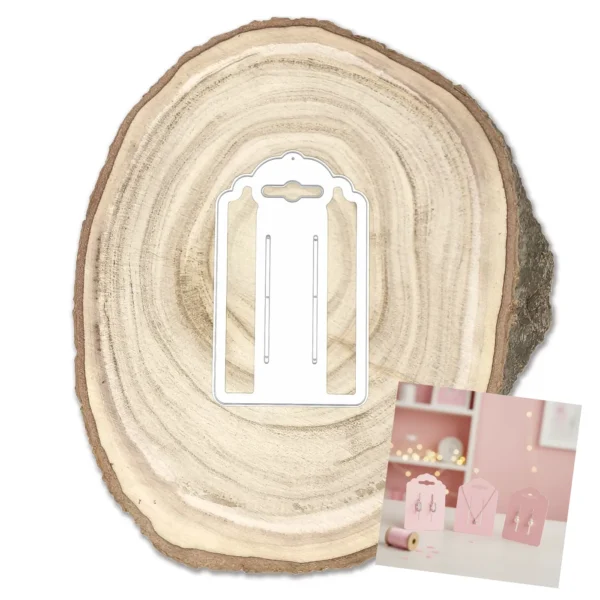 Troquel suaje tag con colgador 60x100 mm para bisutería y empaques de joyería
