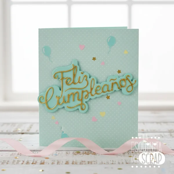 troquel suaje texto feliz cumpleaños con doble capa ejemplo