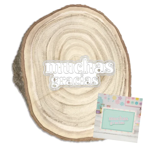Troquel suaje texto “muchas gracias” 115x50 mm con doble capa para tarjetas y scrapbooking