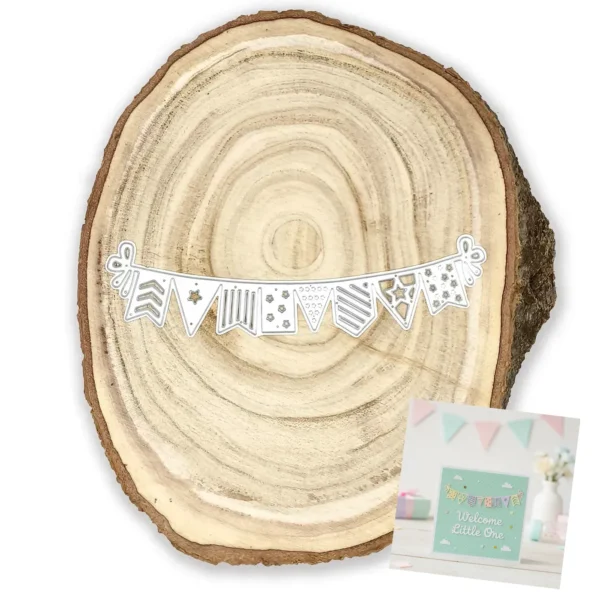 Troquel tira de banderines 150x40 mm para decoración festiva de scrapbooking y tarjetería