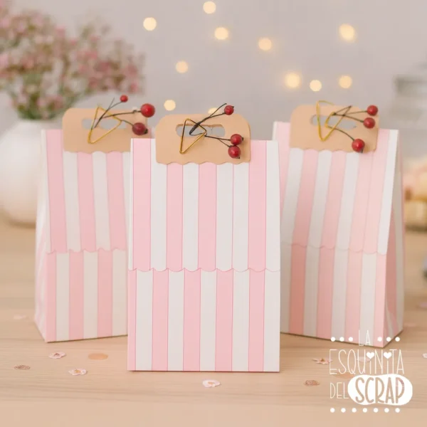 troquel suaje topper con asa para bolsa con borde de ondas ejemplo copia