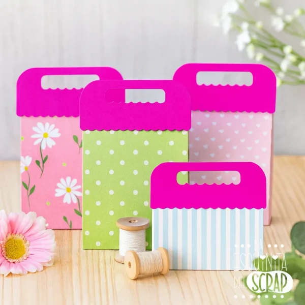 troquel suaje topper con asa para bolsa con borde ondulado ejemplo