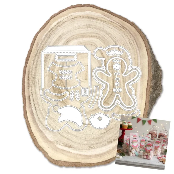 Troquel topper galleta de jengibre Santa Claus de 67x105 mm para bolsas de dulces y proyectos navideños
