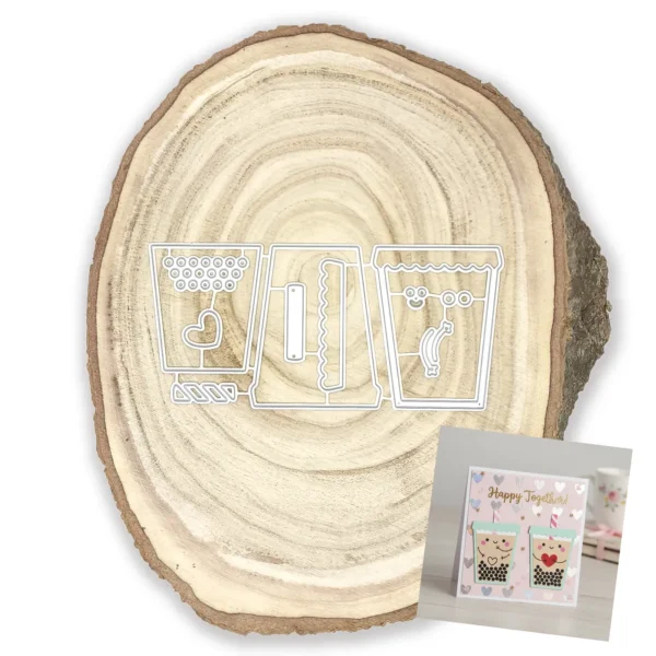 Troquel vaso de té con bombillas 45x58 mm para scrapbooking y tarjetas