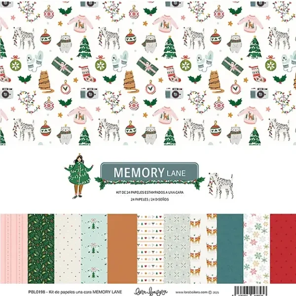 Bloc de 24 papeles estampados a una cara 30,5x30,5 cm MEMORY LANE