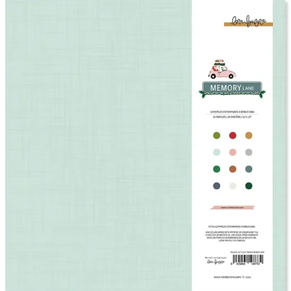 PBL0202 Pack 12 papeles básicos estampados a doble cara 30,5x30,5 cm MEMORY LANE