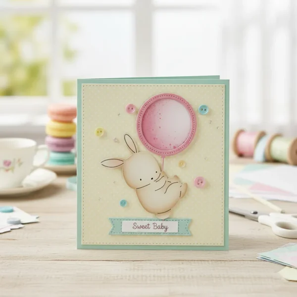 troquel suaje conejo con globo ejemplo