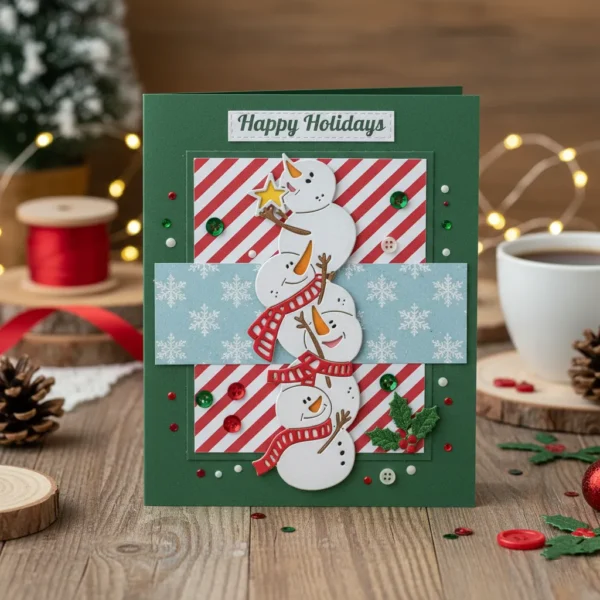 troquel suaje muécos de nieve apilados ejemplo