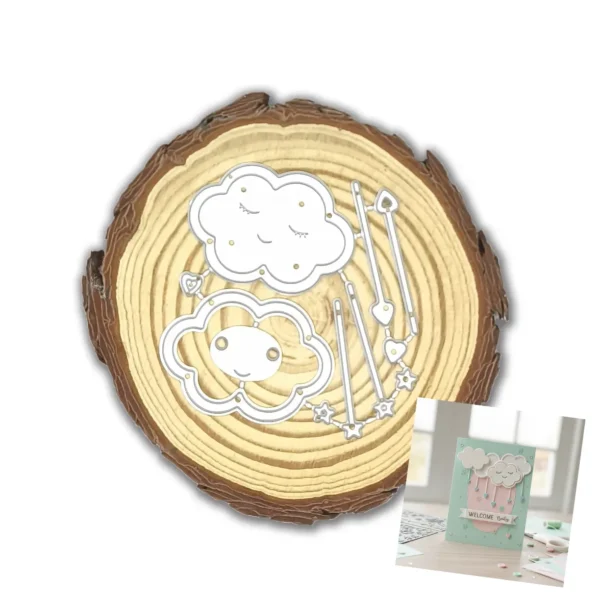 troquel suaje nubes con lluvia de estrellas y corazones web