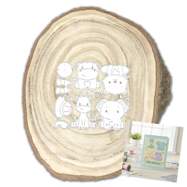 troquel suaje set de animales jirafa elefante hipopótamo web